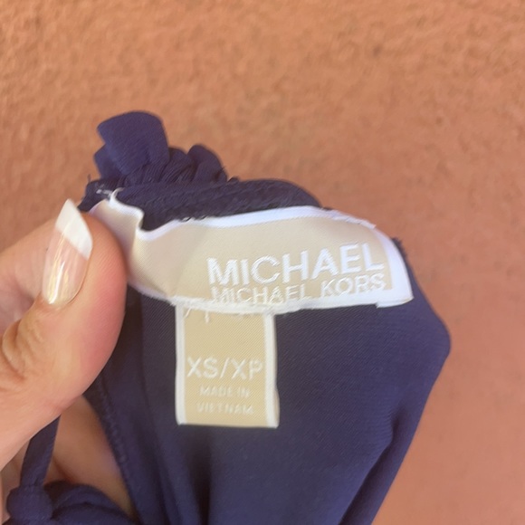 Navy blue high neck blouse - Picture 3 of 3